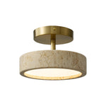 8-inch led light metal travertine flush mount light gold yellow light fixture
