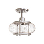 1-Light flush mount ceiling light alloy steel glass semi flush mount silver ceiling mount