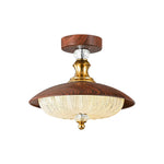 5-Light led light brown wood grain gold ceiling light glass iron metal light fixture