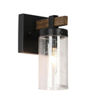 1 Light wall sconces black and wood wall lighting glass, metal bedroom wall light