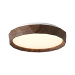15 inch led light plastic wood light fixture walnut wood grain ceiling light