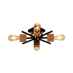 4 light kitchen lamp ‎metal wood Foyer light  black natural wood color ceiling light