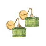 2 Pack lights bulb green ripple wall sconces glass wall lights
