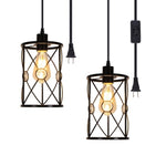 2 pack hanging plug light metal light fixture black pendant light