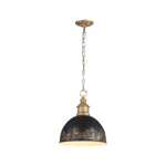 1-Light vintage chandelier iron pendant light gold black hanging fixture