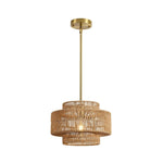 12.4” Dining light brown light fixture rattan pendant light