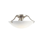 3-light ceiling lamp fixture metal glass semi-flush mount nickel light bulb