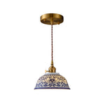 7in small bedside light ceramic pendant fixture gold blue hanging lamp