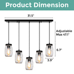 5-Light farmhouse lightning fixture black kitchen lighting glass and metal pendant lights