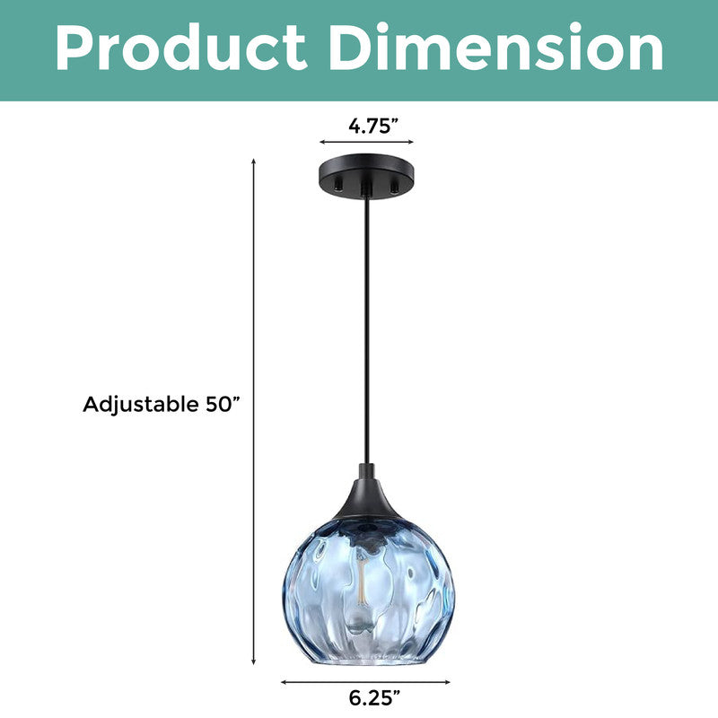 2 Pack light fixture blue glass chandeliers light Metal pendant light