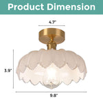 1-Bulbs industrial fixture light gold and white flush mount light brass and glass ceiling light