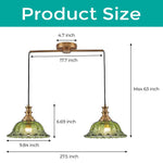 2-Light light fixtures green and gold ceiling light glass, metal kitchen light