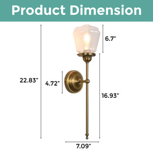 1-Light vintage wall lighting antique and clear sconce light iron and glass fixture light