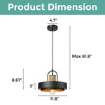 1-Light farmhouse kitchen island black pendant light lights rattan,hemp rope and metal hanging light