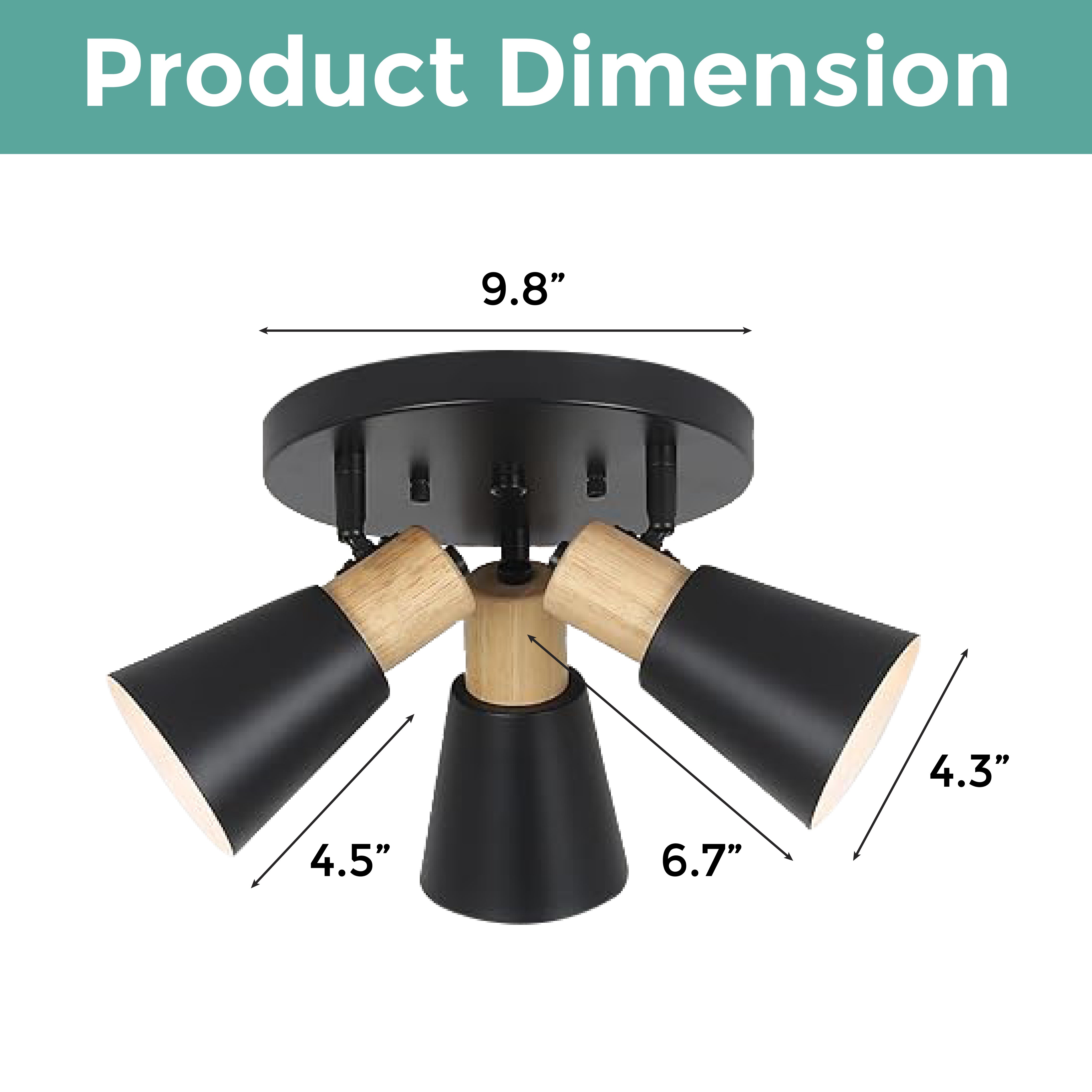 3-Lights vintage fixtures lamp black and natural ceiling light steel and wood kitchen light