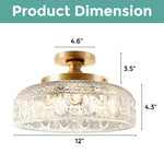 3-Bulb ceiling light gold and clear light fixture aluminum and glass hallway light