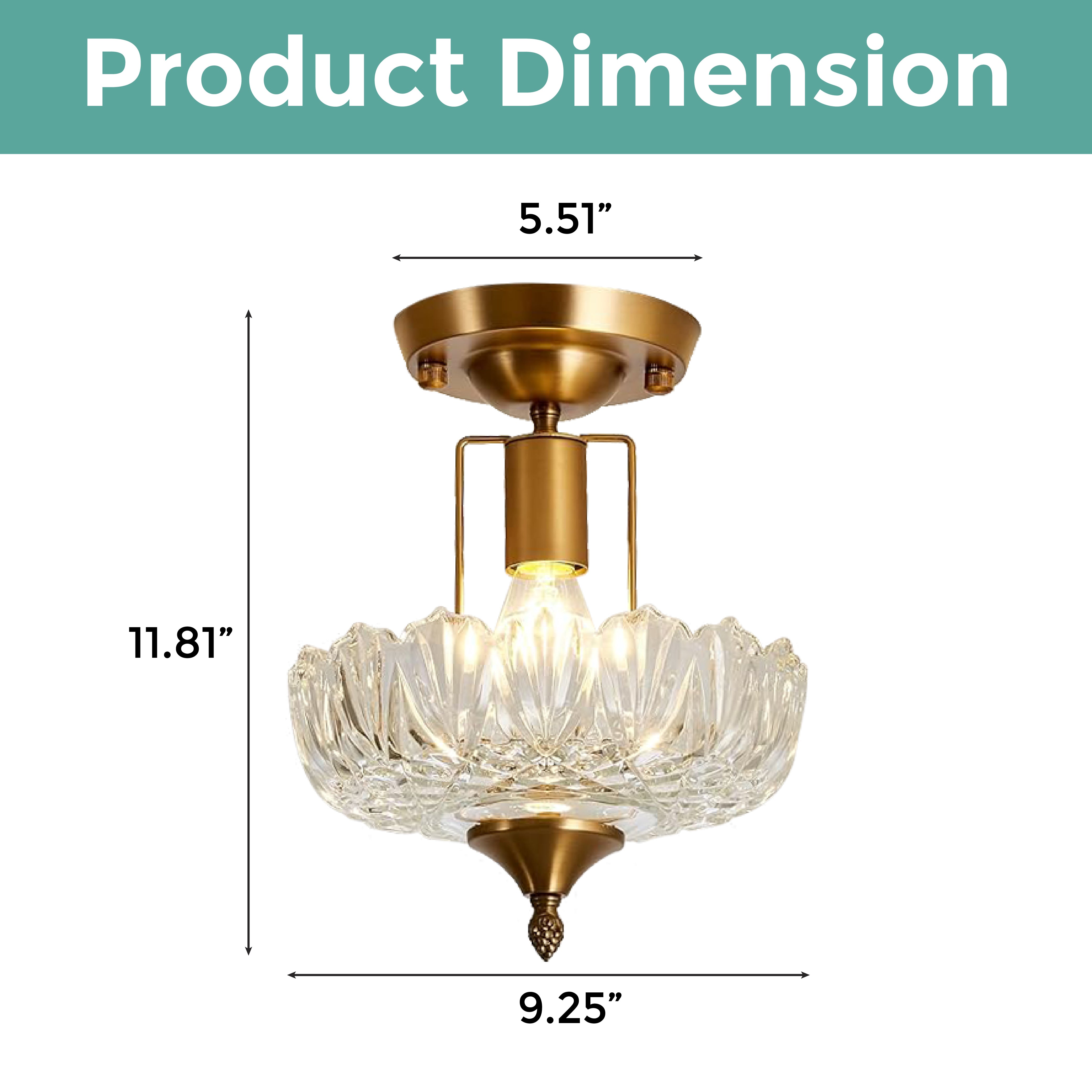 E26 vintage kitchen light clear and gold  hallway fixture light glass and Iron ceiling light