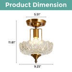E26 vintage kitchen light clear and gold  hallway fixture light glass and Iron ceiling light