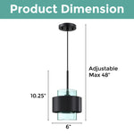 3 Pack farmhouse island lights black and green pendant light heavy duty metal and glass hanging lights