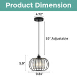 Farmhouse black light fixture crystal hanging light wire cage hanging lamp