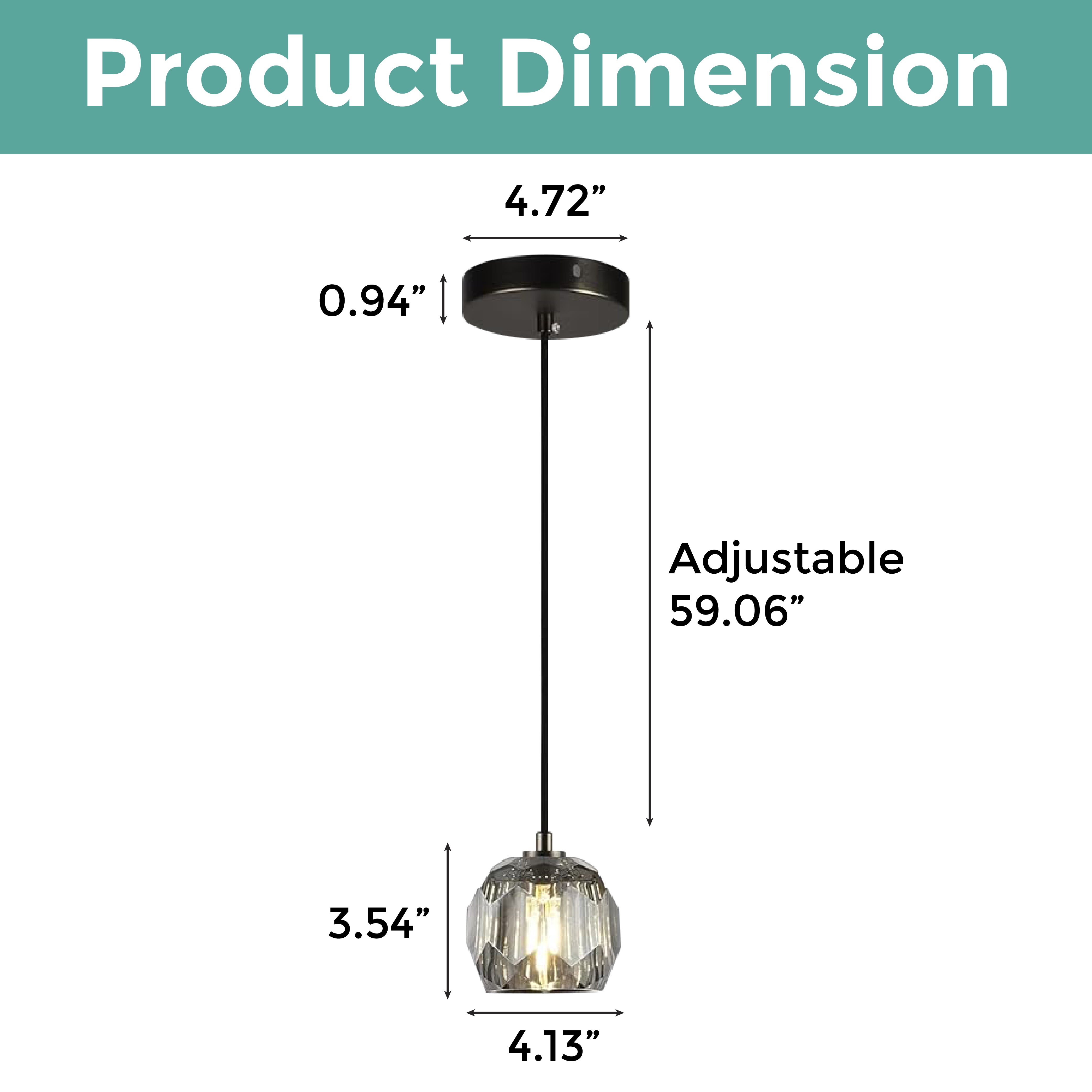 Adjustable braided cord kitchen light ‎black and smoke light fixture metal and crystal pendant light