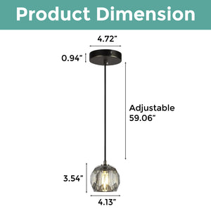 Adjustable braided cord kitchen light ‎black and smoke light fixture metal and crystal pendant light
