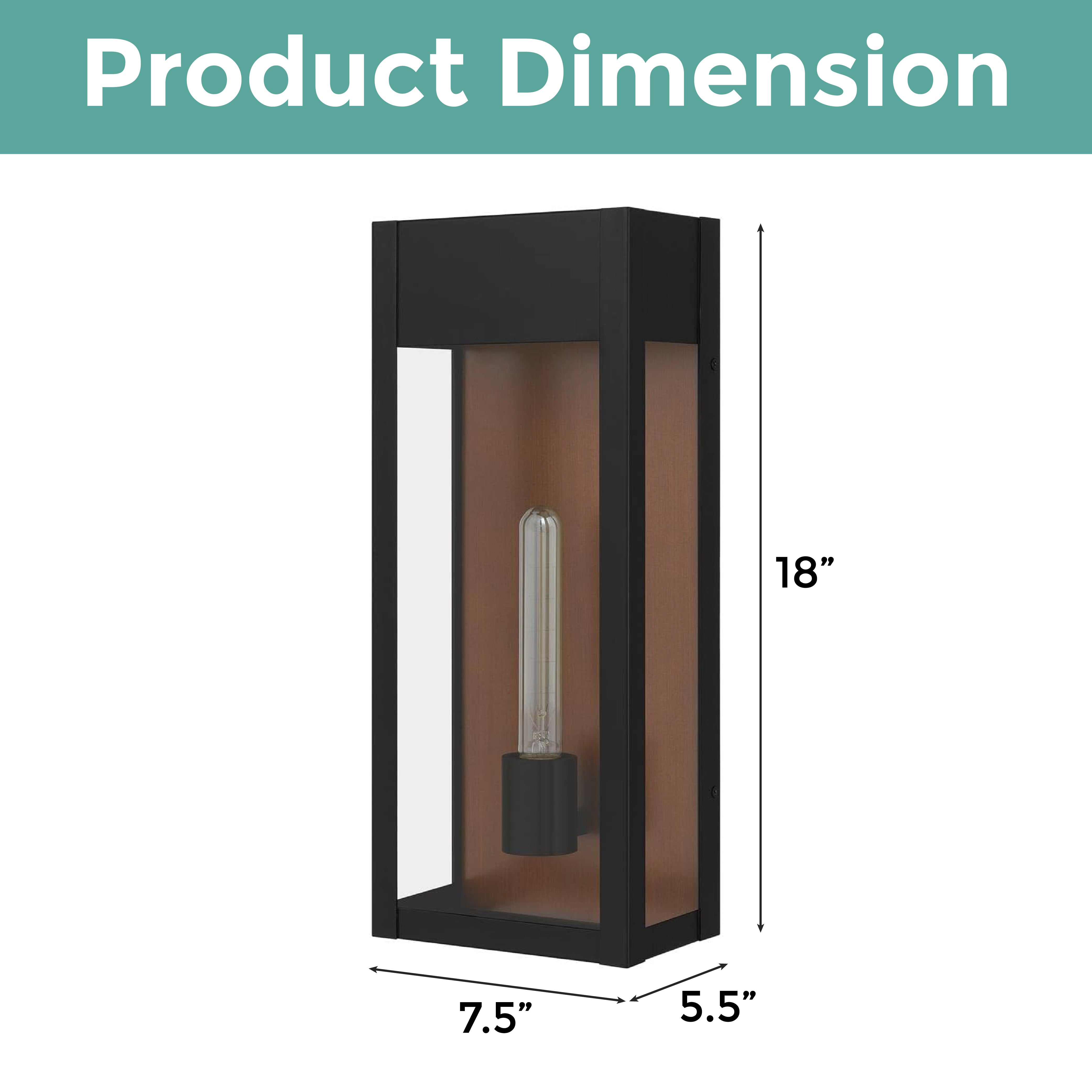 1-Light rectangular sconces lights black and clear wall light aluminium and glass mount light