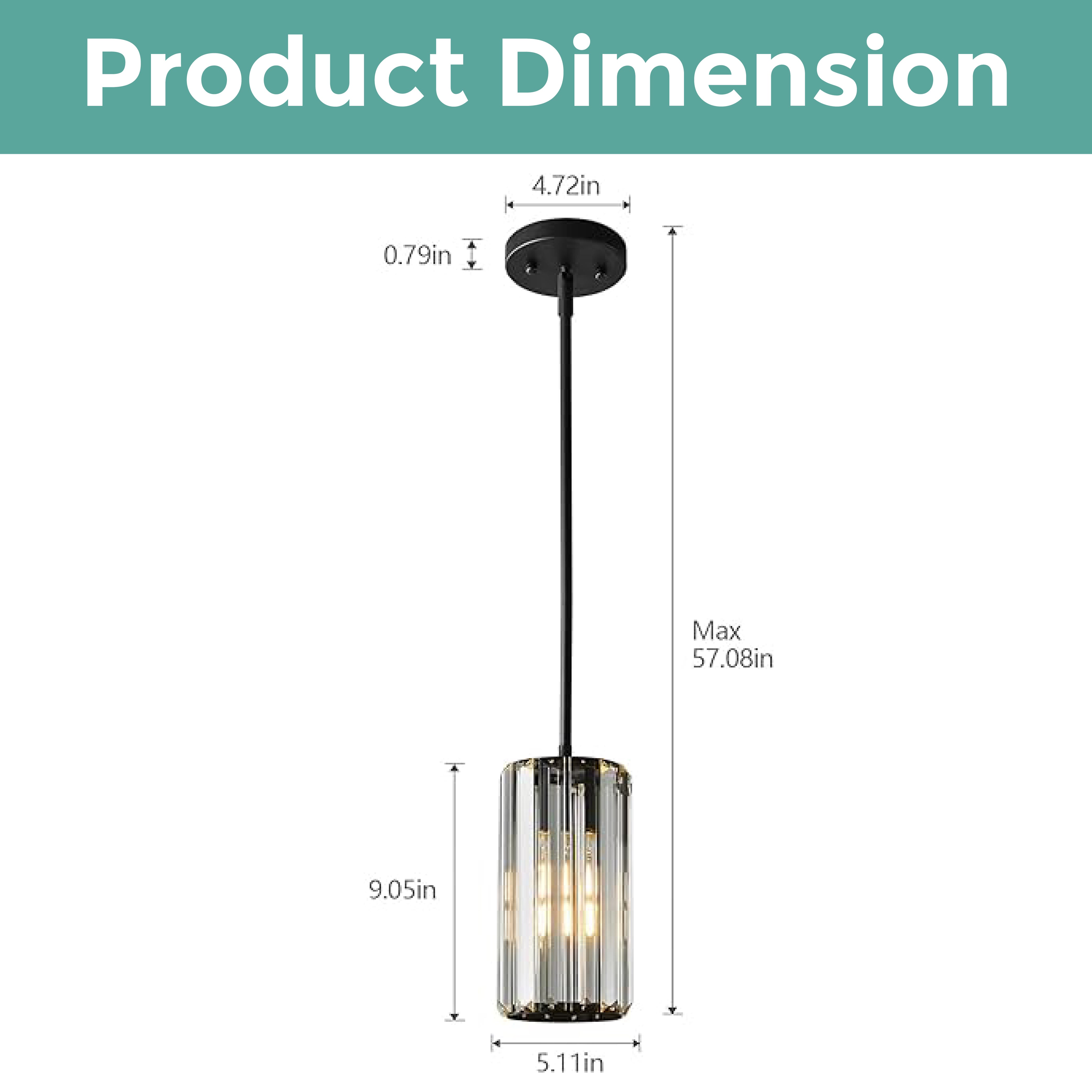 3-Pack kitchen pendant light  Black hanging lamp Crystal hanging light