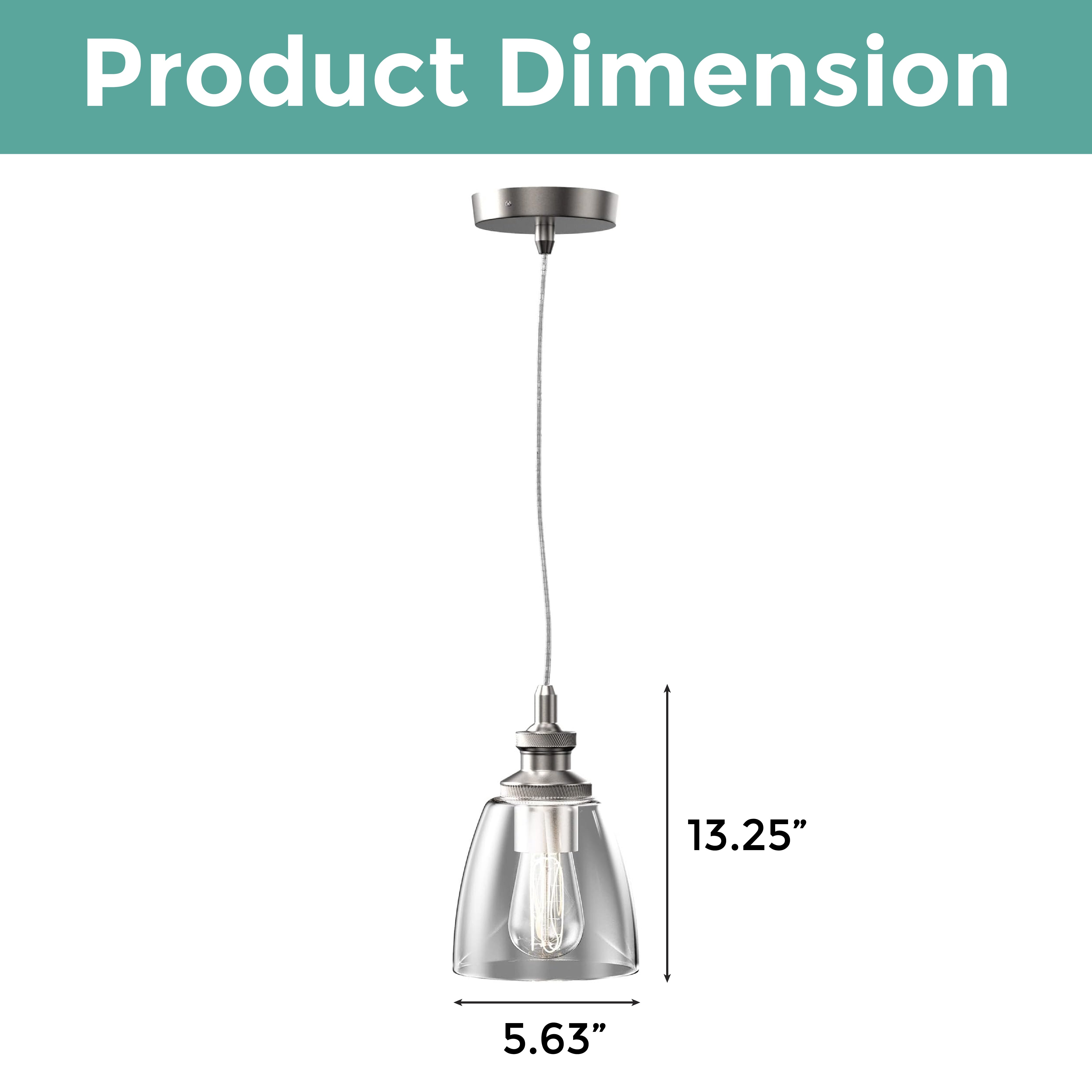 E26 base farmhouse hanging light brushed nickel pendant light steel and glass kitchen light