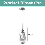 E26 base farmhouse hanging light brushed nickel pendant light steel and glass kitchen light