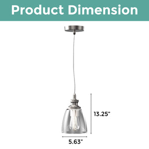 E26 base farmhouse hanging light brushed nickel pendant light steel and glass kitchen light