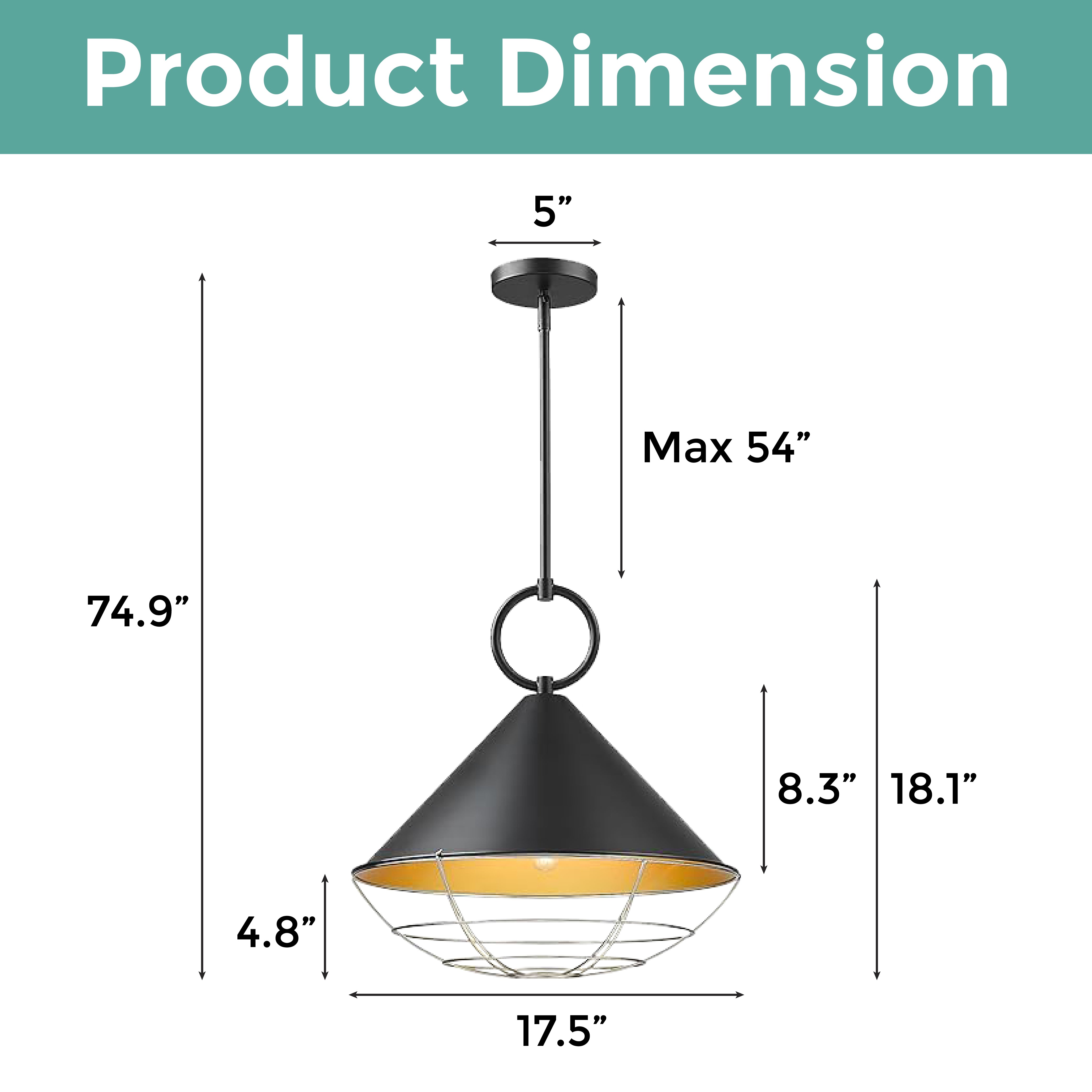 3-Light farmhouse pendant light black and gold hanging lighting steel island lights