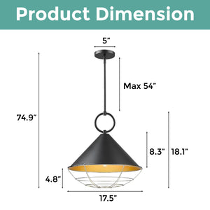 3-Light farmhouse pendant light black and gold hanging lighting steel island lights