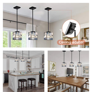 Glass heat lamp fixture Chandelier tiffany pendant light 6" Wide stained glass ceiling light