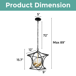 4 Light rustic kitchen lights black and gold hanging lights iron pendant lights