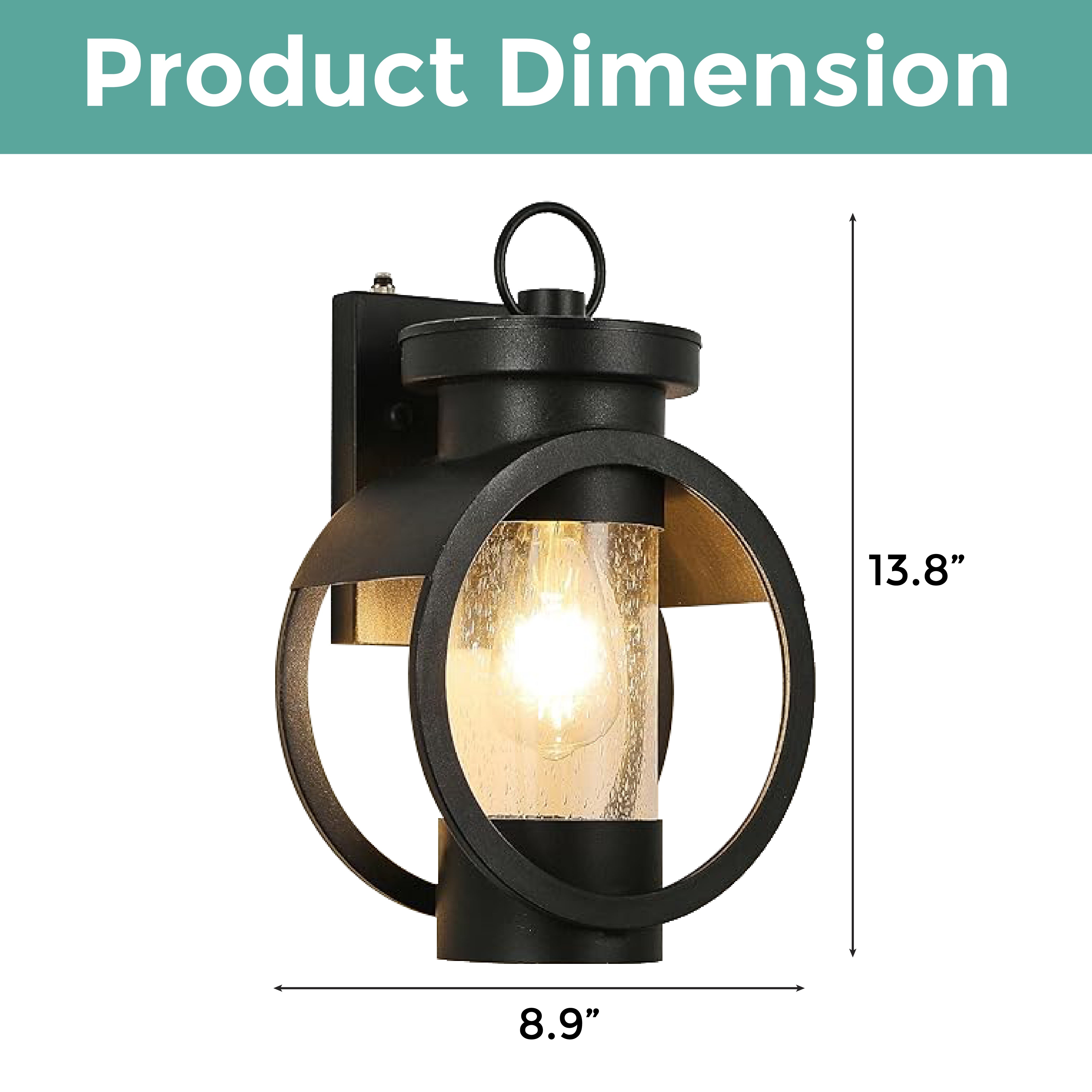 1-light industrial light fixture black and clear sconces light galvanized iron and glass wall light