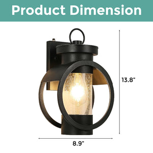 1-light industrial light fixture black and clear sconces light galvanized iron and glass wall light