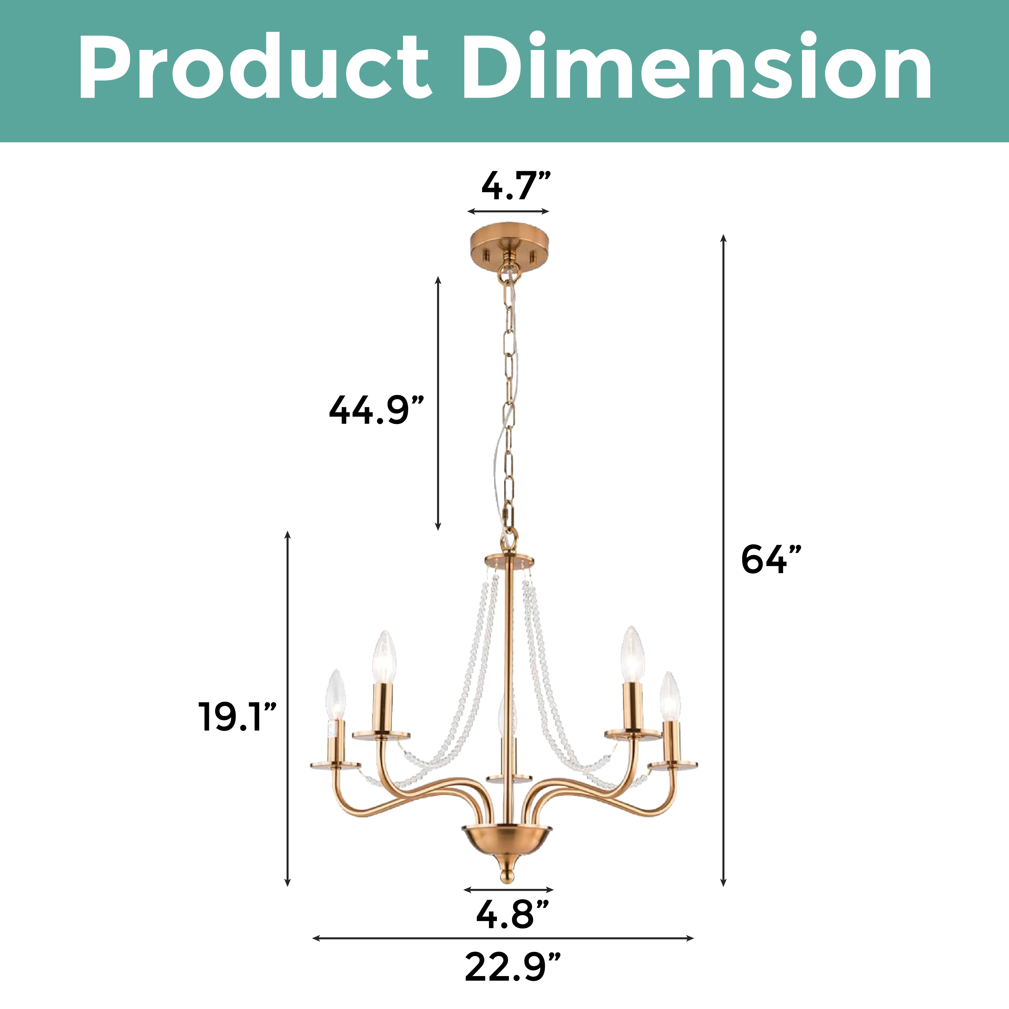 5 Light farmhouse chandelier light gold kitchen light vintage hanging pendant light fixture
