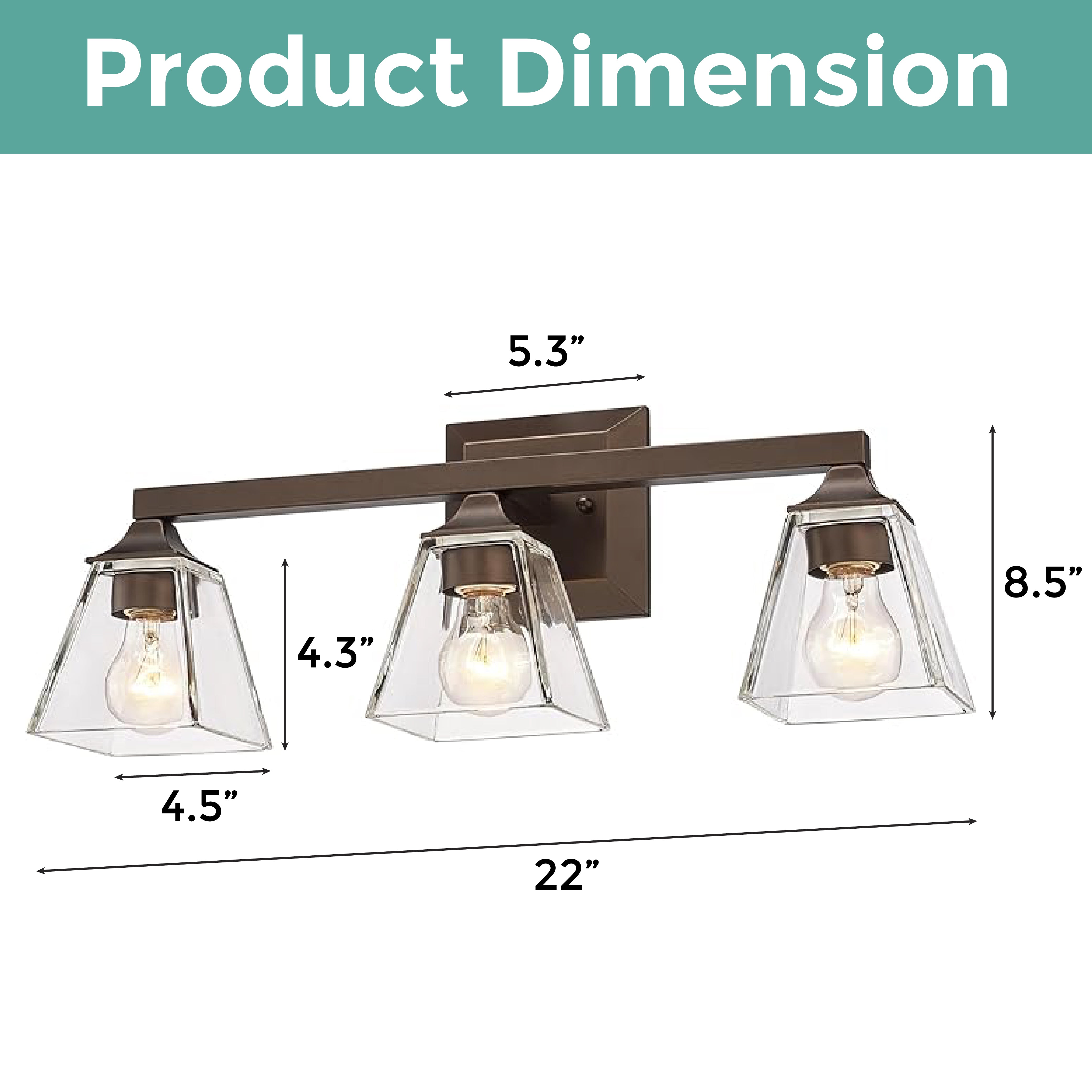 3-light industrial light fixtures light oil-rubbed bronze and clear wall light iron and glass vanity lights for mirror
