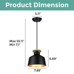 55 Inch industrial pendant light black and gold hanging light steel and wood island lights
