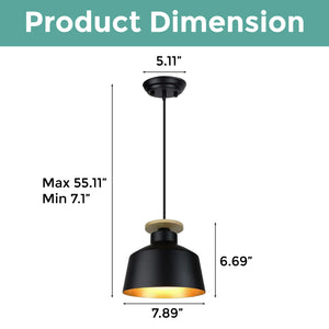55 Inch industrial pendant light black and gold hanging light steel and wood island lights