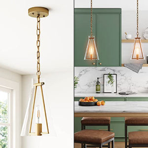 Gold Brass pendant light Glam Hanging Light Fixture Adjustable Chain Kitchen light