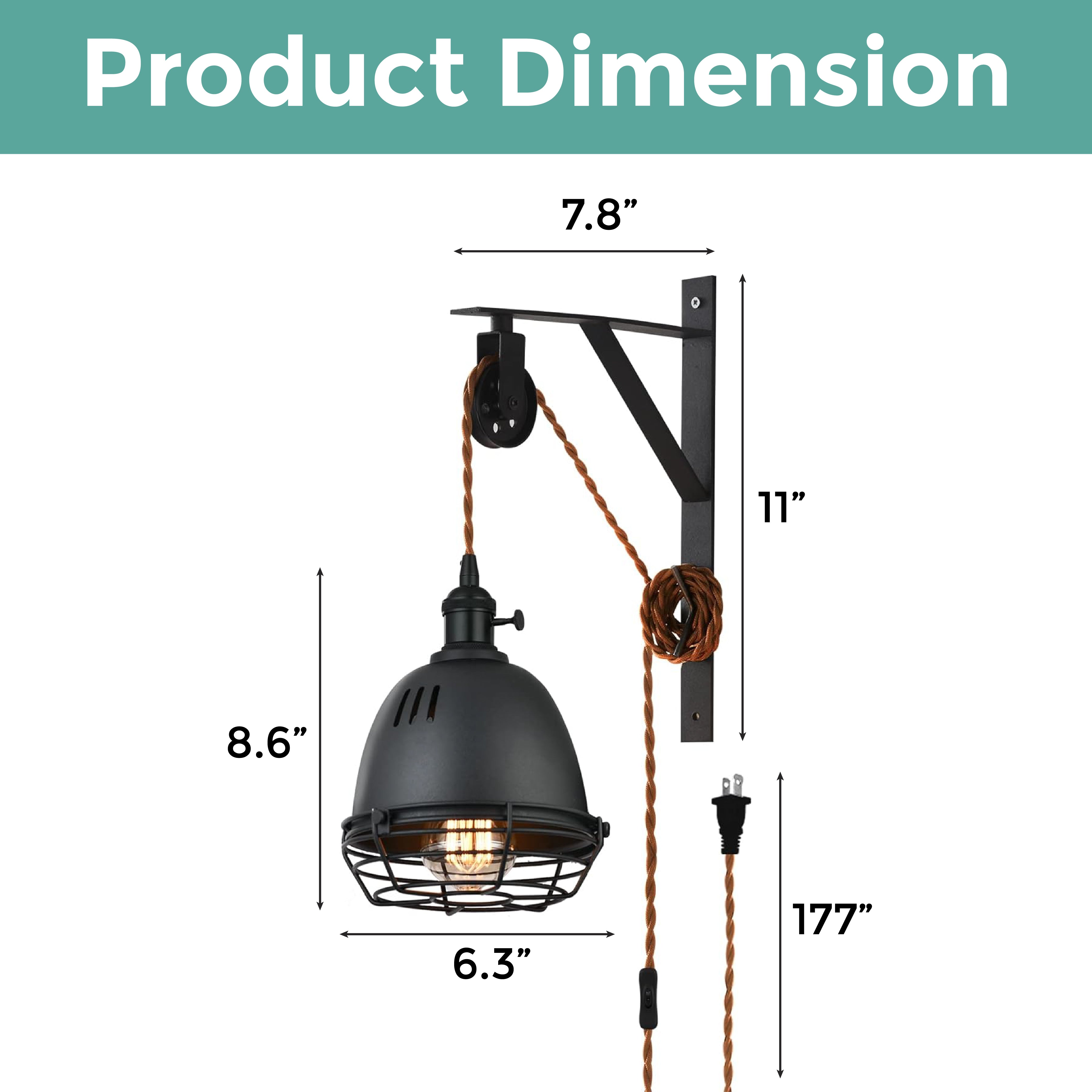 1- Bulbs industrial wall kitchen light black light fixture iron sconce wall light