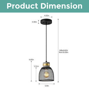 2-Pack bedroom light Black kitchen light Metal pendant light