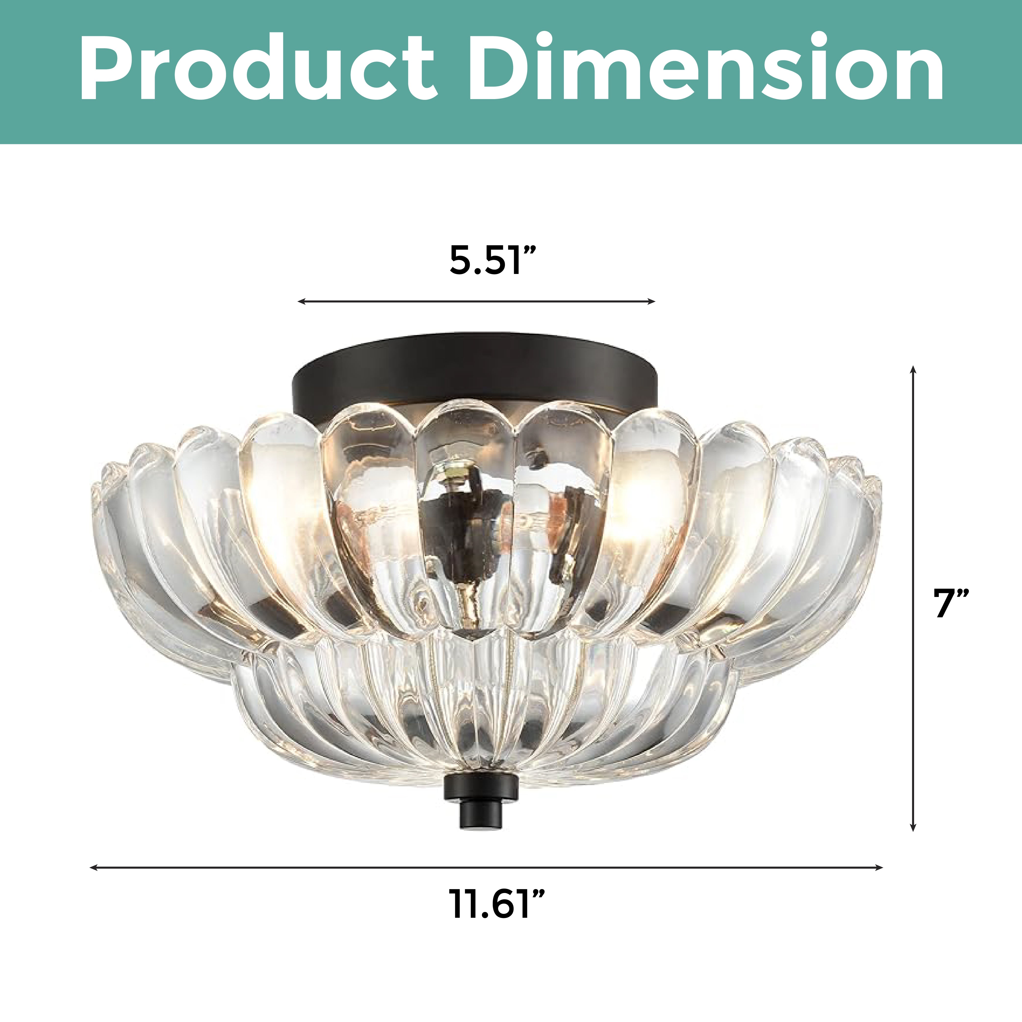 3-light fixture hallway light black and clear mount flush light metal and glass ceiling light