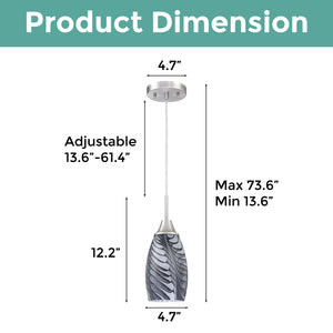 1-Pack adjustable cord hanging light black and gray pendant light glass kitchen light