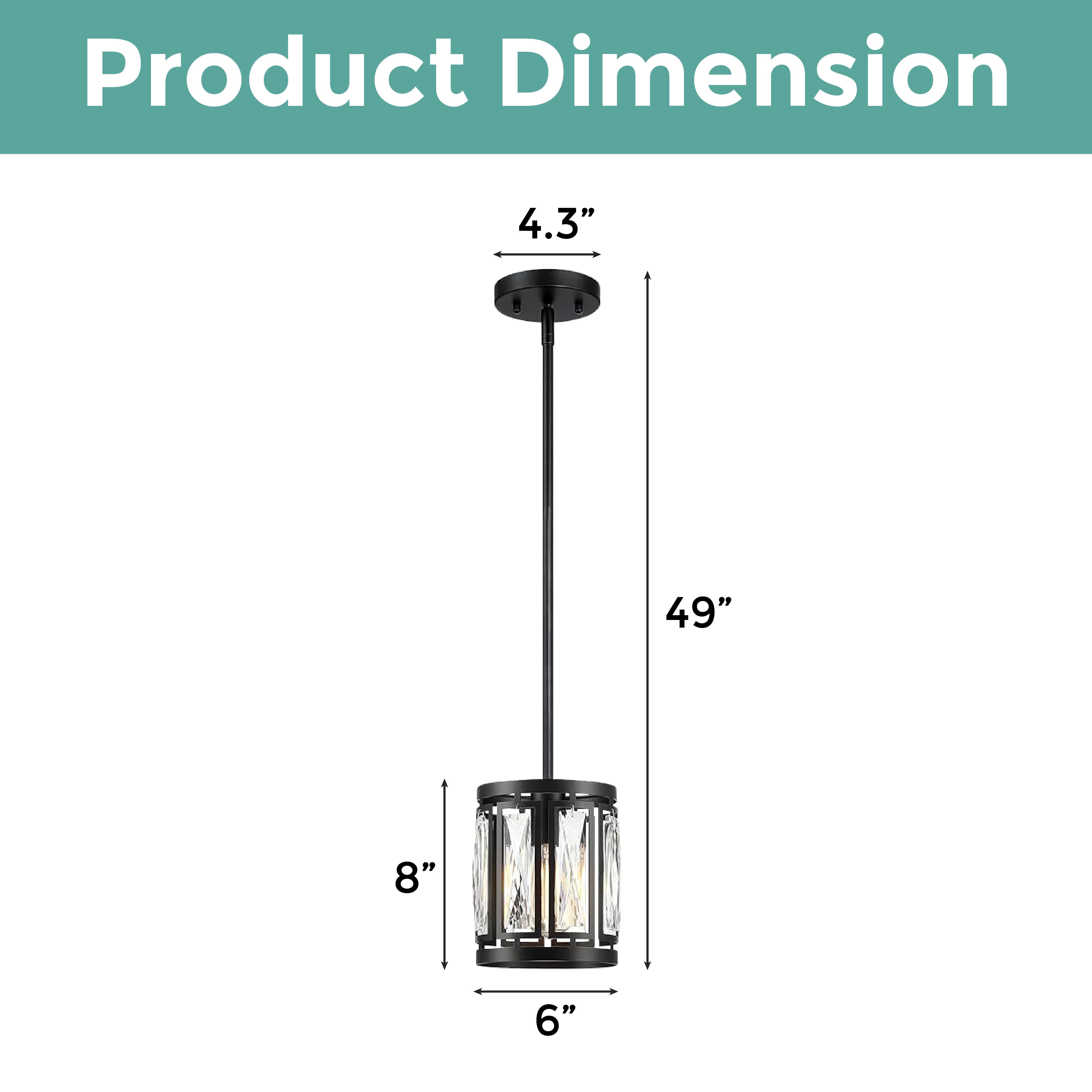 3-Pack modern pendant lighting matte black and clear hanging kitchen lights metal and crystal fixture light