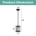 3-Pack modern pendant lighting matte black and clear hanging kitchen lights metal and crystal fixture light