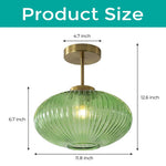 Contemporary hallway light fixtures green mount flush light glass, metal ceiling light