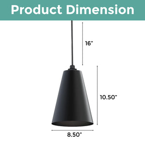 8.5 inch Cone hanging lamp matte black pendant light steel light fixtures